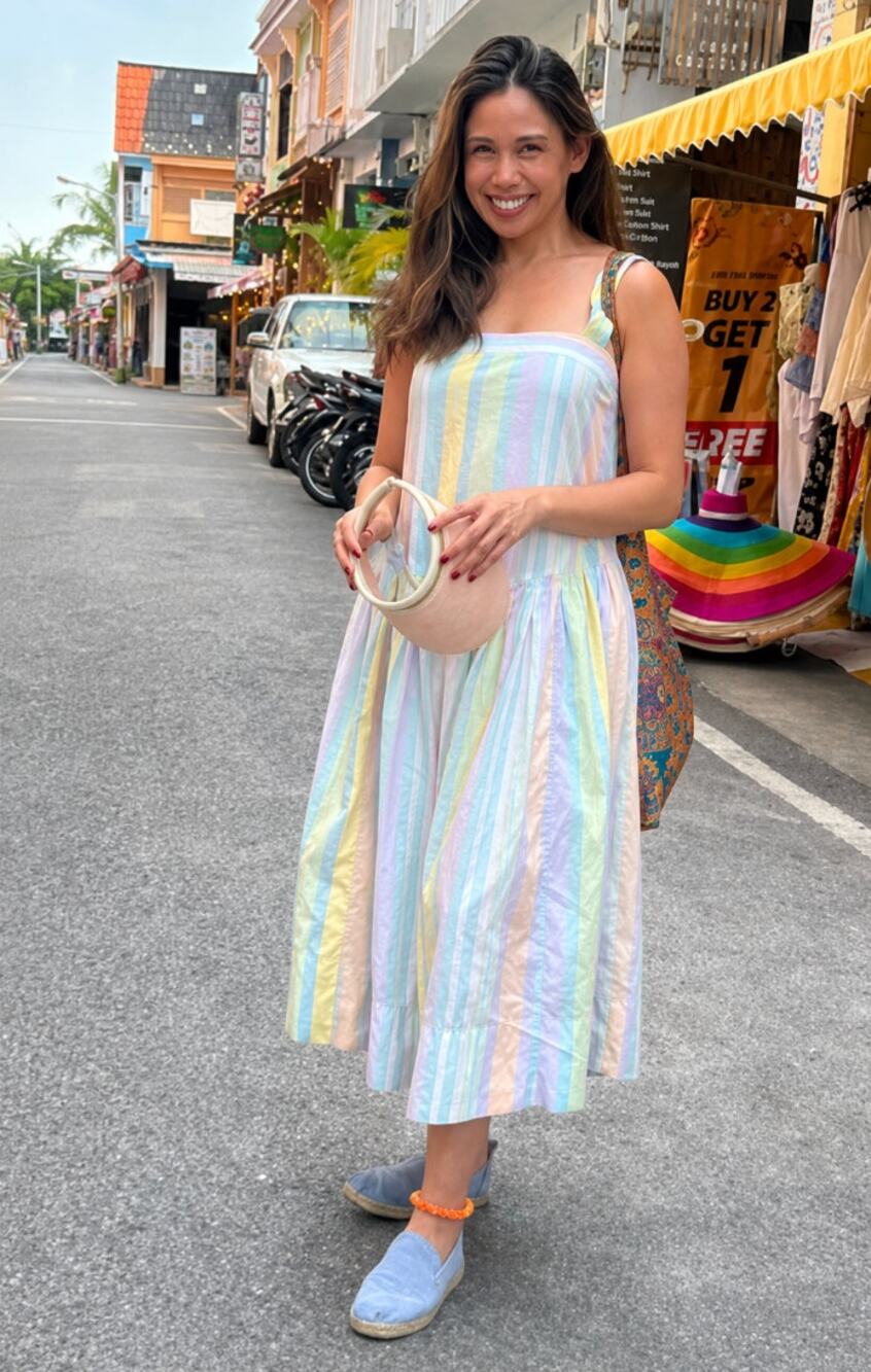 FREE PEOPLE Primavera Stripe Cotton Midi Dress Size Large